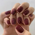 Glitter Wine Red Press-On Nails – 24pcs