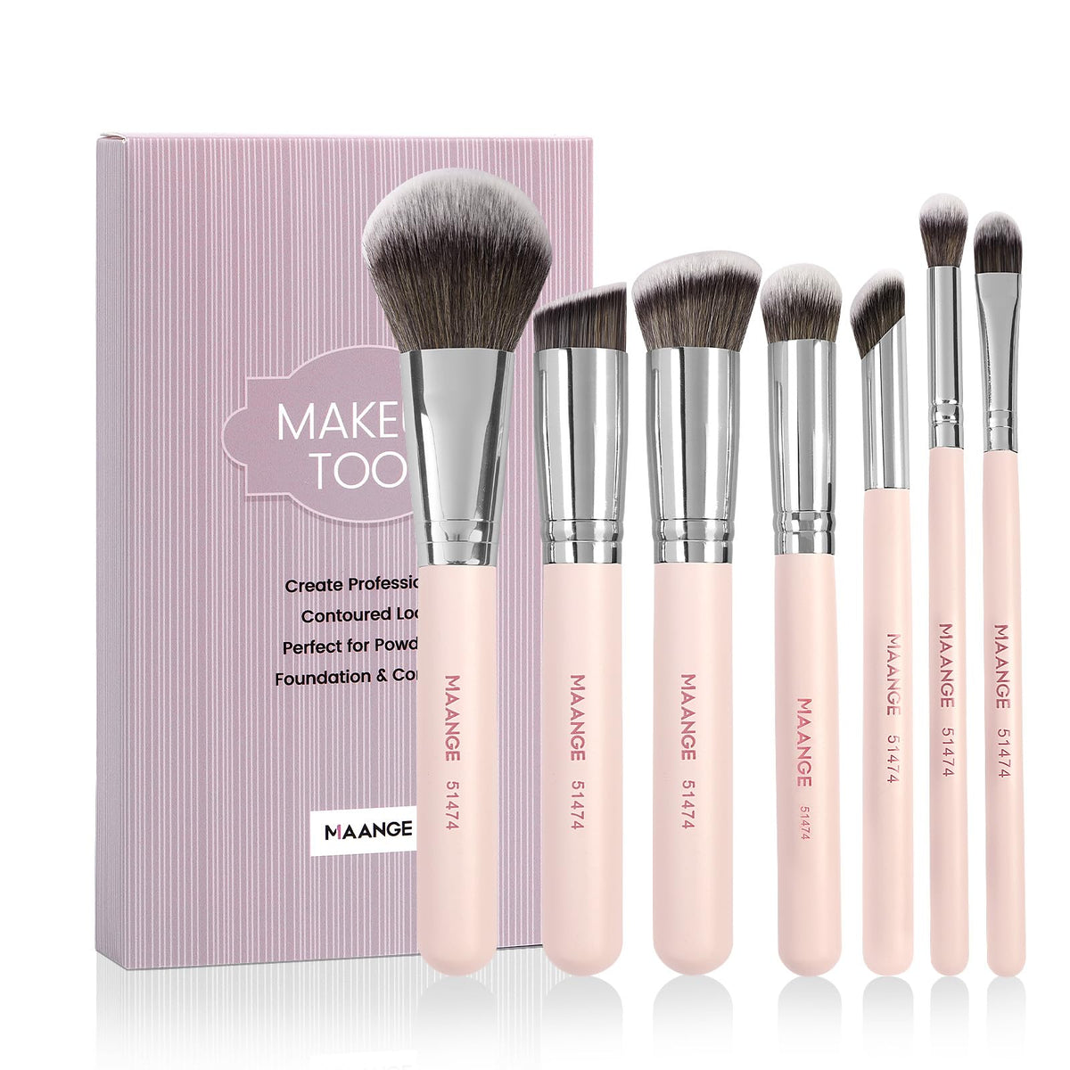 MAANGE 7-Piece Makeup Brush Set – Beige